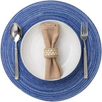 BARoyal Round Placemats Set of 12 Woven Placemats Washable Braided Table Mats for Dining Table Heat Resistant Non-Slip Circle Place Mats(Royal Blue) by BAROYAL