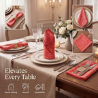 Urban Villa Cloth Napkins 100% Cotton Highly Absorbent Washable Reusable Premium Dinner Napkins Ideal for Gifts for Mothers Day Hotel Farmhouse Parties - Red/White Chambray (20" x 20", Set of 12) - Image 2