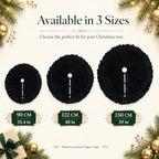 Velvet Christmas Tree Skirt, 60 Inches Black Ruffled Velvet Christmas Tree Skirt,Rustic Vintage Xmas Tree Skirt for Party Decorations - Image 3
