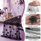 6 Pcs 29x120'' Pearl Tulle Table Runner 10ft Wedding Tablecloth, Black - Image 5