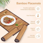 Bamboo Placemats Set of 8 with Fabric Border, Table Mats, Camel - Image 4
