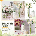 Nuogo 12 Pcs Plastic Cylinder Vases Tall Plastic Flower Vases for Centerpieces Hurricane Candle Holder for Home Wedding Office Party Formal Dinners Decorations (4''/6''/8'') - Image 5
