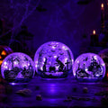 NEEDOMO Halloween Decorations Indoor, 3 Pack Witch Crackle Glass Globe Purple LED Lights with Timer, Halloween Table Decor for Mantel, Fireplace, Party, Home by NEEDOMO-LightUpYourSpace