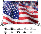 15x8ft 4Th of July Backdrop Red Blue Fireworks Independence Day Decorations Background American Flag Veterans Day Memorial Day Baby Shower Party Cake Table Banner Photo Booth - Image 3