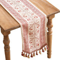 ISAENNE Designer Vintage Linen Extra Long Table Runner,118"x12"-Chamonix A by Isaennehomedecoration