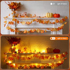 Fall Garland with Lights, Maple Leaf Lights, Fall Decor 29.4FT 80LED, 2Pack - Image 6
