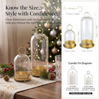 Fohil Hurricane Glass Candle Holders, Set of 2 Metal Candle Holder with Handmade Sturdy Glass Dome, 5" & 4" Wide Candle Lantern for Pillar Candles, Plants, Table Centerpiece, Home Decor - Image 5