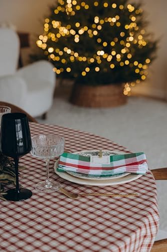Christmas Cloth Dinner Napkins - 12 Pack, 20"x20", 100% Cotton Red, Green and White Holidays Theme Dinner Napkins - Reusable and Washable Napkins for Christmas Parties and Decoration (12 Pack) - Image 5