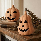 Halloween Decorations, Set of 2 Handmade Terracotta Jack O' Lanterns - Image 6