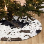 Christmas Tree Skirt 60 inch Cows Print Tree Skirts White and Black Faux Fur for Holiday Party Decoration by Amidaky