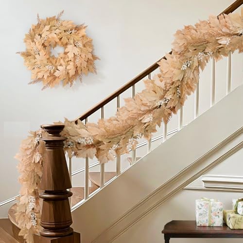 Fall Decorations for Home, 6Ft Artificial Berry Cypress Leaves Fall Garland - Image 5
