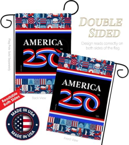 America 250 Flag Birthday July 4th Garden Stand Set Porch Lawn Tapestry Official Licensed Merchandise Grave Yard Decor Canvas Prints Textile Woven Poster USA 250th Anniversary Decoration Gift - Image 3