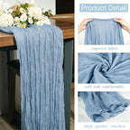 16 Pack Dusty Blue Cheesecloth Table Runner 10Ft Boho Gauze Table Runners 35x120 Inch Blue Cheese Cloth Table Runners Long Sheer Table Runners for Wedding Bridal Shower Birthday Party Table Decor - Image 3