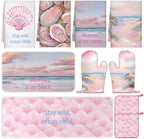 VitalCozy 10 Pcs Pink Ocean Kitchen Decor Set Kitchen Towels by VitalCozy
