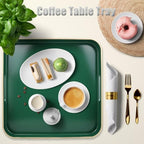 Green Square Decorative Tray with Handles, 13"*13" Versatile Serving Tray for Coffee Table, Ottoman, Ideal for Serving, Displaying, Organizing - Image 6
