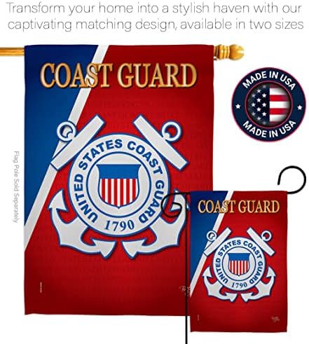 Breeze Decor HS108056-BO Coast Guard Americana Military Decorative Vertical House Flag Set, 28"x 40" w/Flagpole, Multi-Color - Image 4