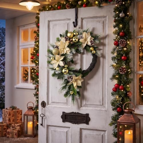 22'' Christmas Wreath for Front Door Large Door Wreath, Luxurious - Image 3