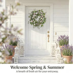 22 Inch Easter Wreath for Front Door, Spring Eucalyptus Wreath with Pastel Speckled Eggs & White Jasmine Flowers, Farmhouse Summer Outdoor Holiday Décor - Image 2