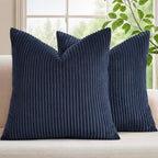 Mecatny Corduroy Decorative Throw Pillow Covers 22x22 Set of 2 Deep Blue by Mecatny
