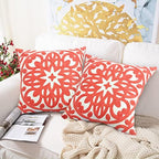 Alysheer Embroidered Decorative Throw Pillow Cover 18"x 18" Set of 2,Coral - Image 4