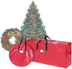 Wreath and Christmas Tree Storage Bag Set - Zippered Totes to Protect 9-Foot Artificial Trees and 30-Inch Holiday Wreaths by Elf Stor (Red) by ElfStor