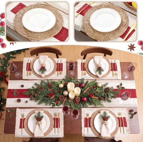 Boho Table Runner and Placemats Set, 6 Sets, Red B, 12x72 - Image 6