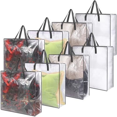 8 Pcs Clear Wreath Storage Bags 26 Inch Garland Container Door Garland Holiday Wreath Storage Holder with Handle and Zipper Heavy Duty Plastic Packing Totes(Gray) by Wesnoy