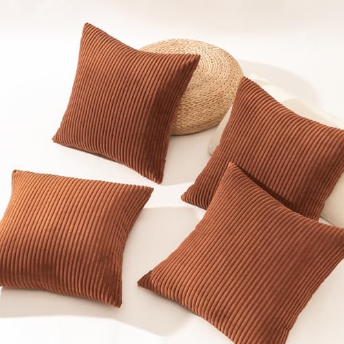 Topfinel Decorative Terracotta Throw Pillow Covers Cushion Cases, Set of 4 Soft Velvet Modern Double-Sided Designs, Rustic Fall Home Decor, Pillow Inserts Not Included 24x24 inch - Image 3