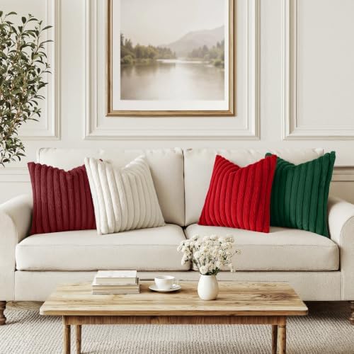 MIULEE Christmas Red Faux Fur Plush Decorative Throw Pillow Covers 18x18 - Image 2