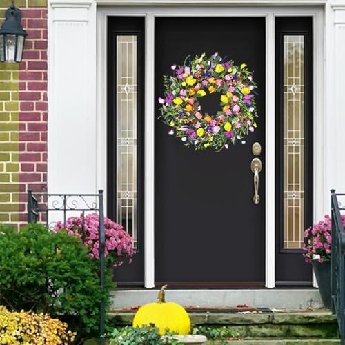 24 Inch Spring & Summer Artificial LED Tulip Wreath with LED Lights, Multicolor, for Easter, Holidays & Celebrations - Image 3