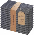 Urban Villa Cloth Napkins Cotton 20x20 (Set of 12) Black/White by CottonTrends