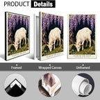 Chinese Lunar Year of the Goat Art Poster – White Goat Under Wisteria Arch Aesthetic Home Decor Posters for Room Wall Art and Apartment 12X18 in Wrapped Framed - Image 2