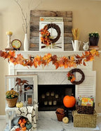 DearHouse 6 Pack Fall Garland Maple Leaf Clearance, 5.9Ft/Piece Hanging Vine Artificial Autumn Garland Thanksgiving Decor for Home Wedding Fireplace Party Christmas (Orange) - Image 2