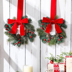Knitgrip 8 Pcs Mini Christmas Kitchen Wreath with Red Bow Pine Cone Decor - Image 3
