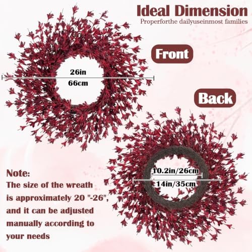 GTIDEA 26" Fall Wreaths for Front Door Outside Large Autumn Wreath Burgundy - Image 5