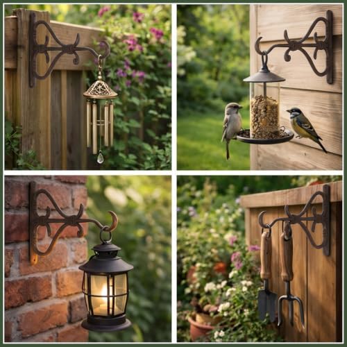 2 Pack Plant Hanger Brown Outdoor L Cast Iron Decorative Bracket - Image 6