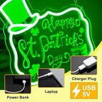 Happy St. Patrick's Day Art Neon Signs Shamrock LED Neon Lights Dimmable Wall Decor for Kids, Room, Office, St Patrick's Day Party Gift Art for Boys Girls-12.83 x 12.2 IN-USB Powered-Acrylic - Image 6