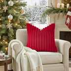 decorUhome Fall Faux Fur Throw Pillow Covers 26x26 Set of 2 Red - Image 4