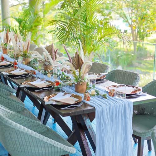 24 Pack Light Blue 10Ft Cheesecloth Table Runner - Image 6