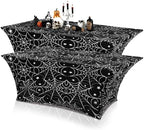 Oudain 2 Pcs Halloween Tablecloth 6 ft White Black Spider Web Table Cover by Oudain