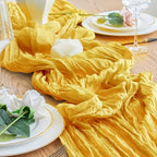 Cheesecloth Table Runner 10FT 12Pcs Gold Boho Gauze Rustic Sheer Runners - Image 6