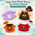 4 Sets Porch Goose Outfits for 23" Lawn Goose Statue, Seasonal Goose Clothes Bundle for Easter, Halloween, Thanksgiving & Christmas, Holiday Costume Set for Outdoor Patio, Garden & Farmhouse Decor - Image 4