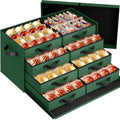 Christmas Ornament Storage Box - Ultra Large Drawer Ornament Organizer with 8 Separate Trays & Adjustable Dividers, Portable Ornaments Box with Cover & Handle for Holiday Decorations(Green) by StorageRight