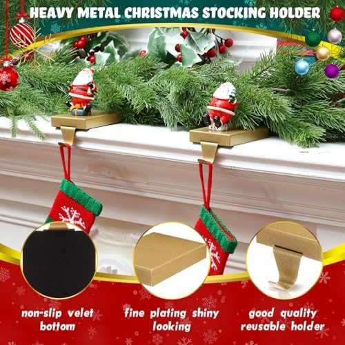 Zonon 4 Pcs Christmas Stocking Holders for Mantle, Gold - Image 5