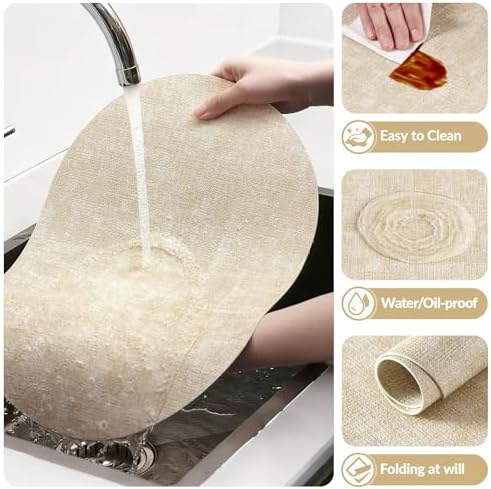 homing Heat Resistant Oval Placemats Set of 6, Beige - Image 5