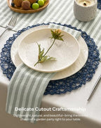Leetaltree Round Bohemian Woven Paper Placemats Set of 12, Blue - Image 6