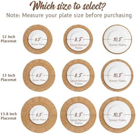 BAVIFY 13" Round Woven Placemats Set of 10, Plate Chargers for Dining Table - Image 3