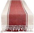 DII Dobby Stripe Table Runner, 13x108, Barn Red & Cream Background by DII