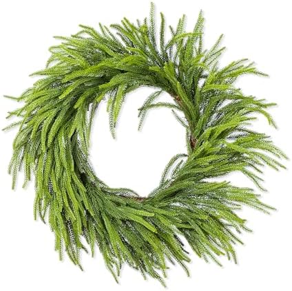 Glitzhome 28 Inch Christmas Norfolk Pine Wreath for Front Door, Real Touch Artificial Greenery Wreath for Windows, Walls, Porches Indoor and Outdoor Home Decoration - Image 7