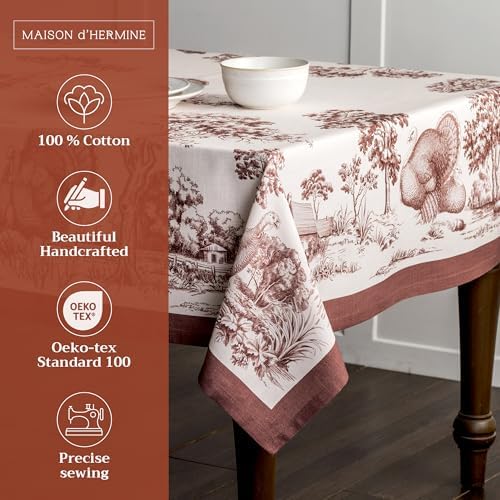 Maison d' Hermine Table Cloth Square Table Reusable 100% Cotton 54"x54" - Image 2